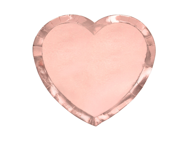 Metallic Feestbordjes Hartje Rosé goud (6st) afbeelding
