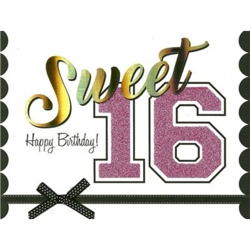 Verjaardagskaart Sweet 16 Glitters