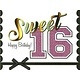 Verjaardagskaart Sweet 16 Glitters