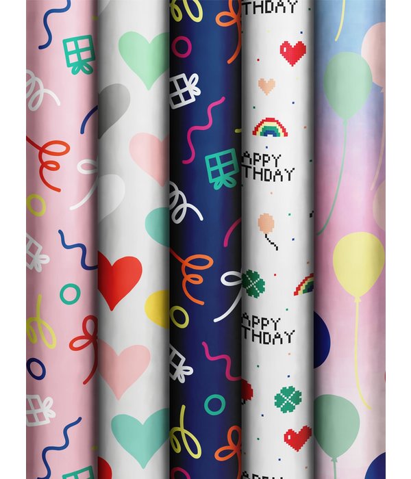 Rol Inpakpapier roze cadeautjes