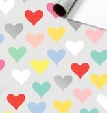 Rol Inpakpapier gekleurde hartjes