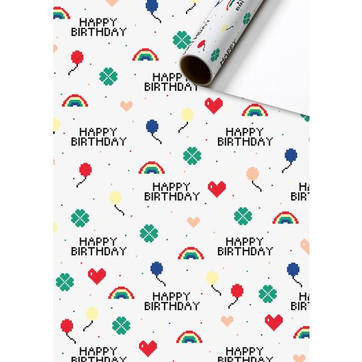 Rol Inpakpapier Pixels Happy Birthday