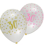Ballonnen 30 Jaar Pink/Gold Chic (6st)