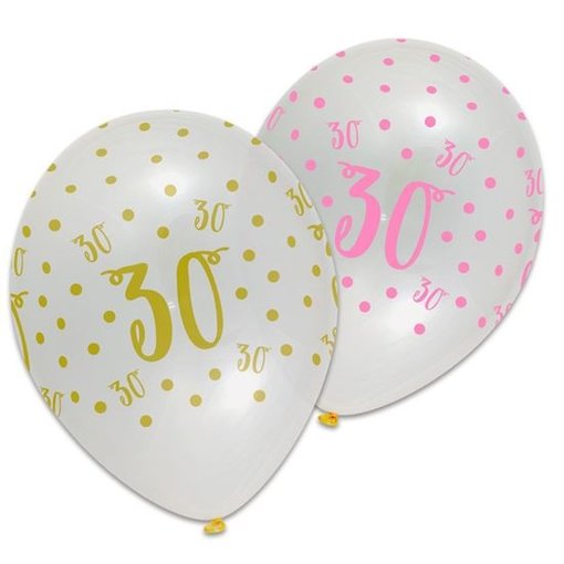 Ballonnen 30 Jaar Pink/Gold Chic (6st)