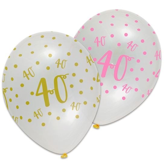 Ballonnen 40 Jaar Pink/Gold Chic (6st)