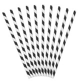 Papieren Rietjes Zwart/Wit Gestreept