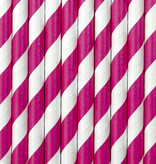 Papieren rietjes Pink/Wit gestreept 10 stuks