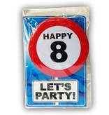 Happy Age Kaart Button - 8 Jaar