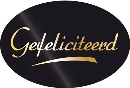 Stickers &apos;Gefeliciteerd&apos; zwart/goud afbeelding