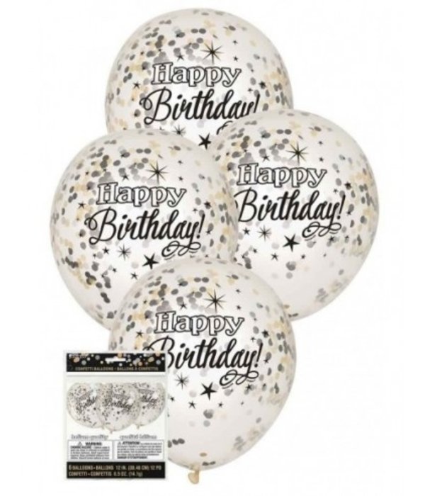 Confetti Ballonnen Happy Birthday - 6 Stuks - Copy