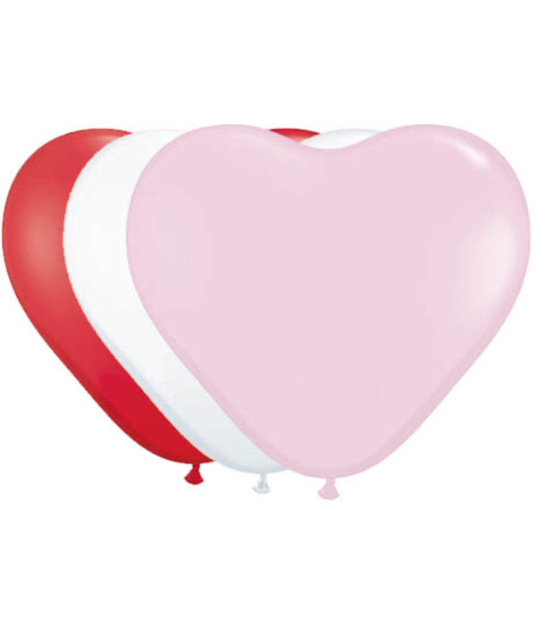 Hartvormige Ballonnen Gemengde Kleuren (8st)