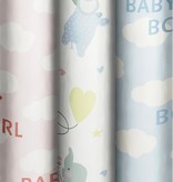 Rol inpakpapier Baby Girl wolkjes