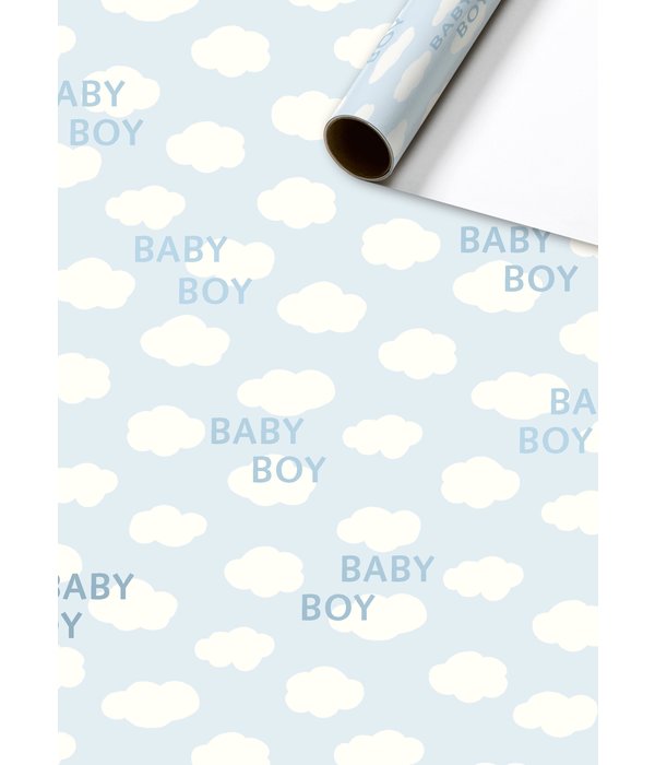Rol inpakpapier Baby Boy wolkjes