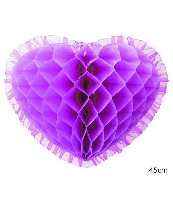 Paars hart hangdecoratie (45cm)