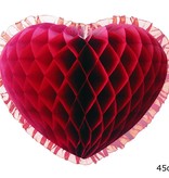 Bordeaux hart honeycomb hangdecoratie (45cm)