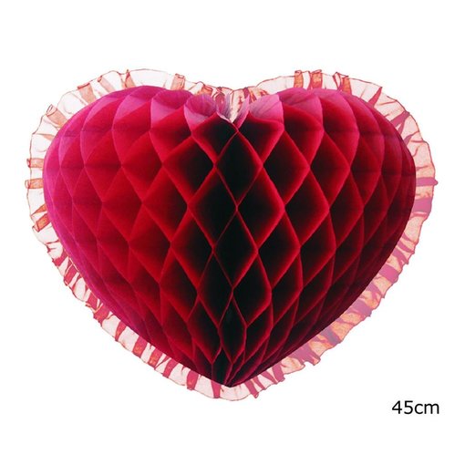 Bordeaux hart honeycomb hangdecoratie (45cm)