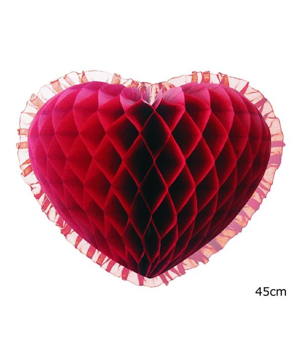 Bordeaux hart honeycomb hangdecoratie (45cm)