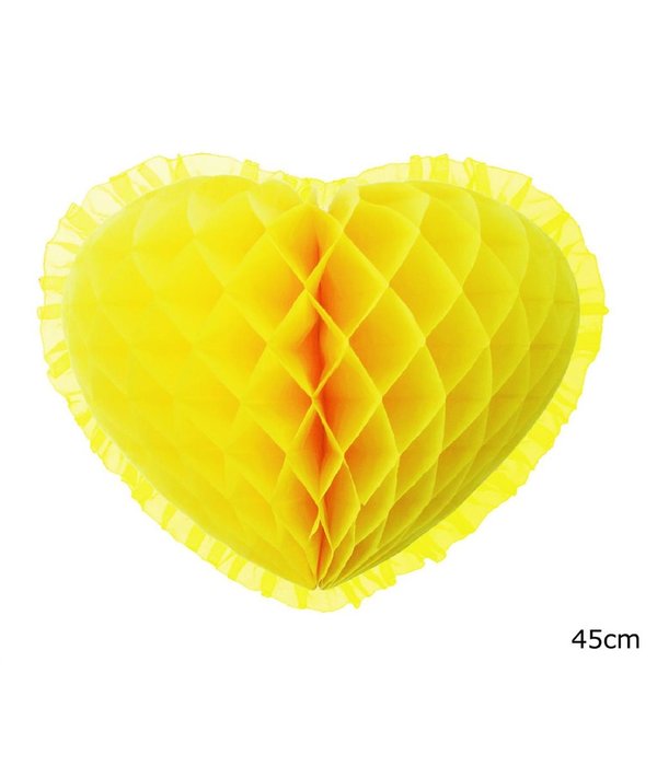 Gele Honeycomb Hart (45cm)