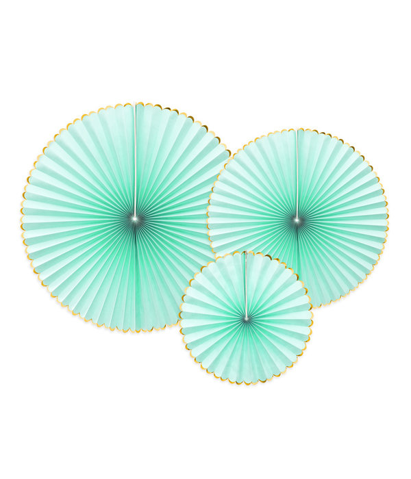 Decoratieve Rozetten Mint Met Gouden Rand (3st)