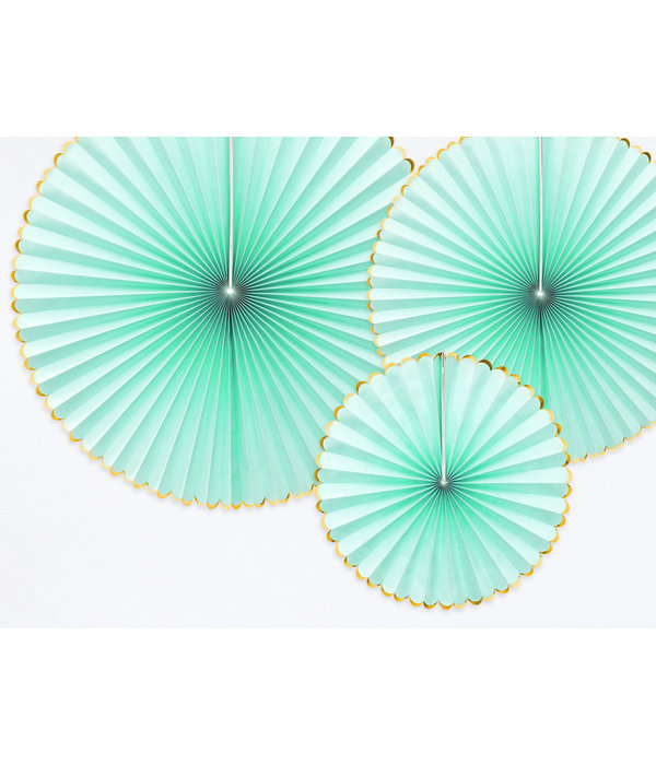 Decoratieve Rozetten Mint Met Gouden Rand (3st)