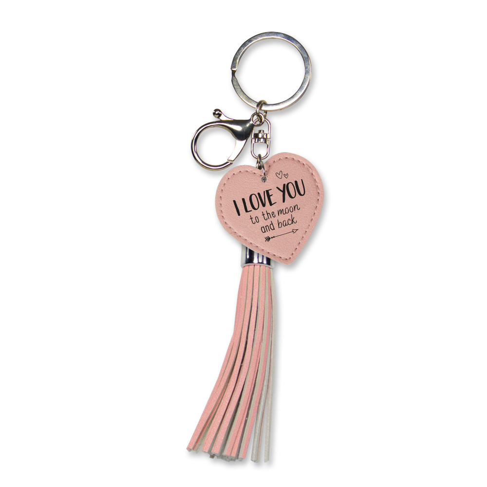 microscopisch Daarbij Ansichtkaart Sleutelhanger Tassel I Love You Roze - Feestbazaar.nl