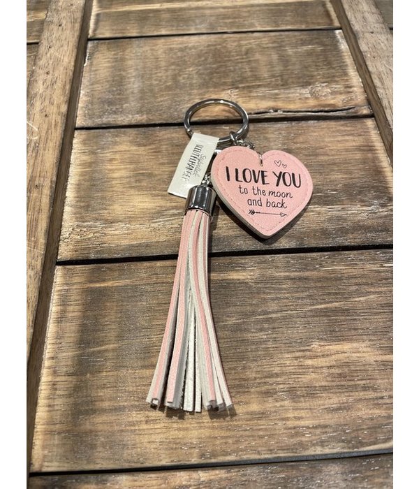 Sleutelhanger Tassel I Love You Roze