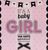 Geboorte Kaart 'It's a Baby Girl' Roze