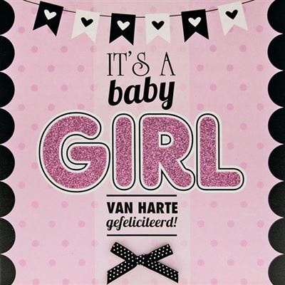 Geboorte Kaart 'It's a Baby Girl' Roze