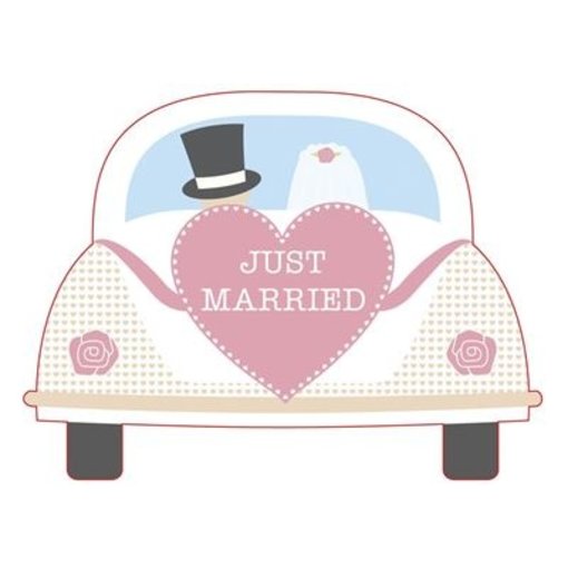 Trouwkaart 'Just Married' Trouwauto