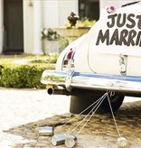 Just Married Kaart Bruidswagen Blikjes