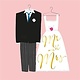 Wenskaart Bruiloft Mr & Mrs Trouwpak/Bruidsjurk