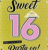 Felicitatiekaart Verjaardag Sweet 16 'Keep Calm And Party On'