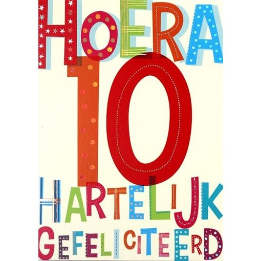 Verjaardagskaart Hoera 10 Jaar