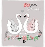 Wenskaart 50 Jaar Getrouwd Zwaantjes