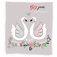 Wenskaart 50 Jaar Getrouwd Zwaantjes
