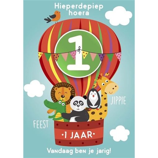 Verjaardagskaart 1 Jaar Beestenboel