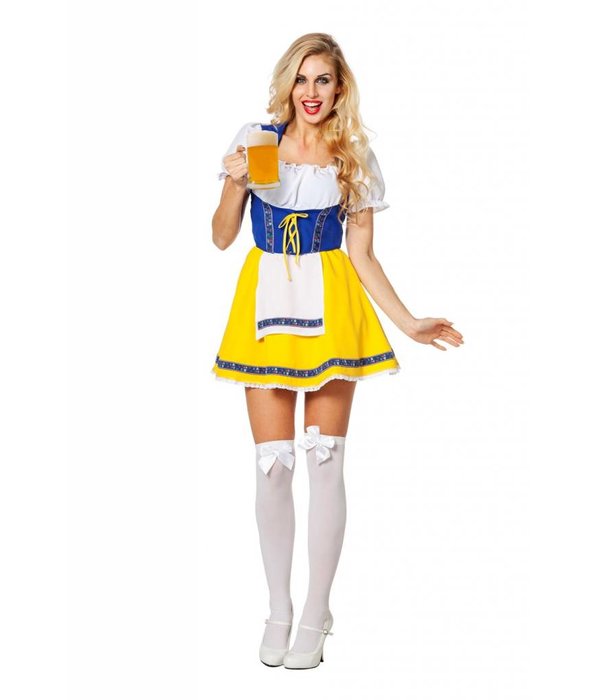 Biermeisje outfit geel/blauw