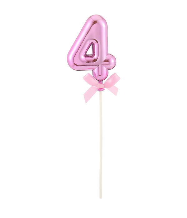Taart Topper Cijfer 4 Roze