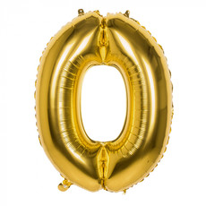Gouden Folieballon Cijfer 0 - 86 cm