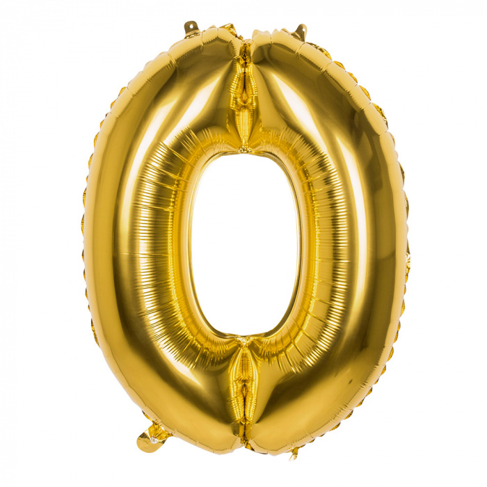 Gouden Folieballon Cijfer 0 - 86 cm afbeelding