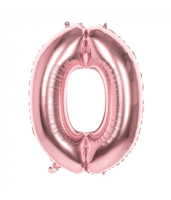 Folieballon '0' Roségoud groot