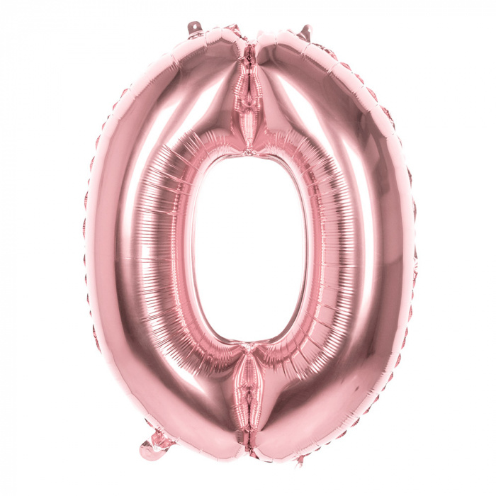 Folieballon &apos;0&apos; Roségoud groot afbeelding