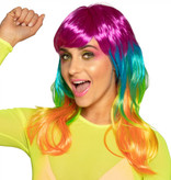 Party pruik multikleur