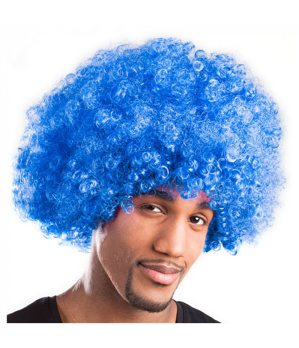 Pruik Afro Blauw
