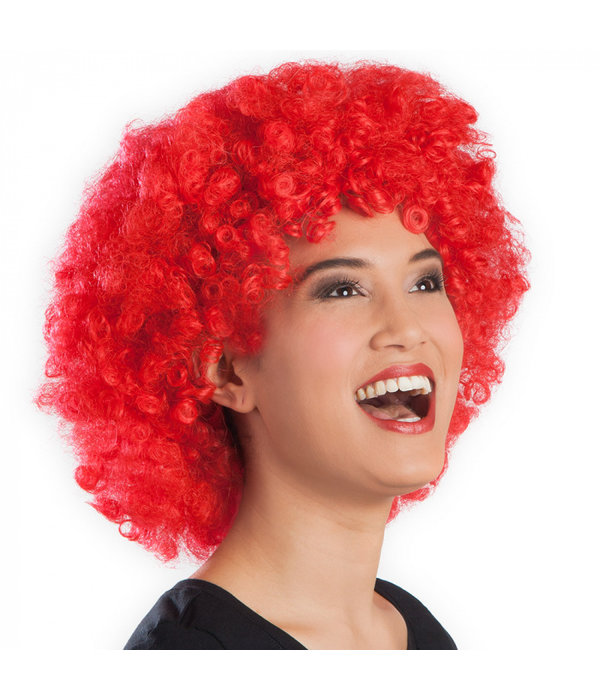 Pruik afro rood
