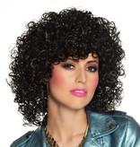 Pruik krul club zwart