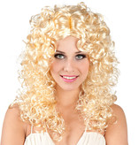 Pruik blond krul Norah