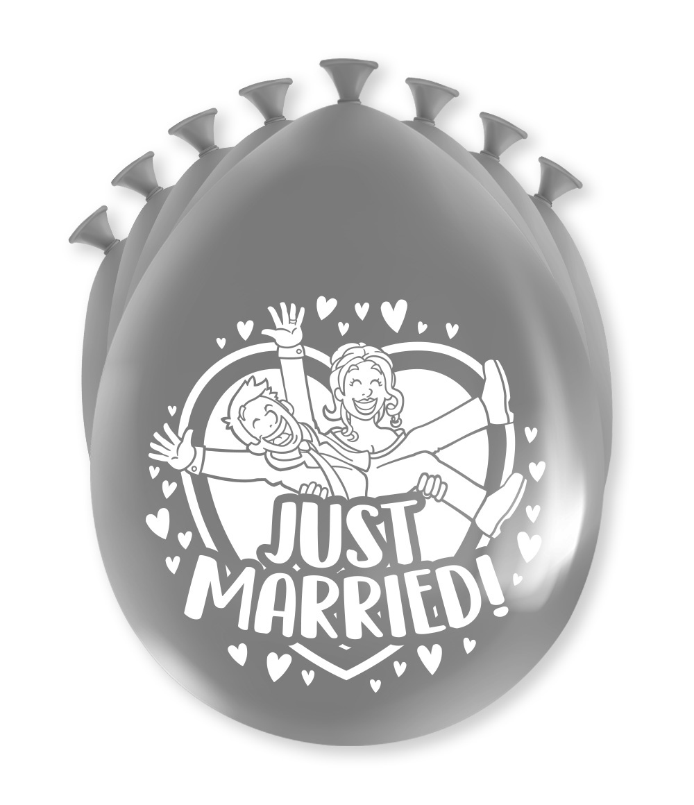 Party Ballonnen Just Married (8st) afbeelding