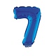 Folieballon Klein Cijfer '7' Blauw Met Stokje (41cm)