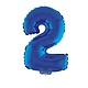 Folieballon Klein Cijfer '2' Blauw Met Stokje (41cm)